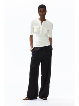 H&M - Women Black Wide Drawstring Trousers