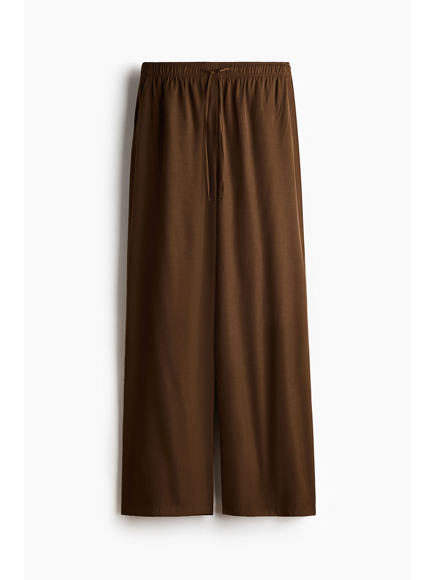 h&m Women Brown Wide Drawstring Trousers-picture-18