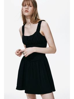H&M - Women Black Gathered Twill Dress
