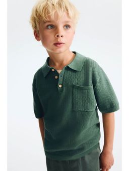 H&M - Boys Green Knitted Cotton Polo Shirt