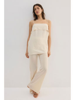 H&M - Women Beige Viscose-Blend Strappy Top