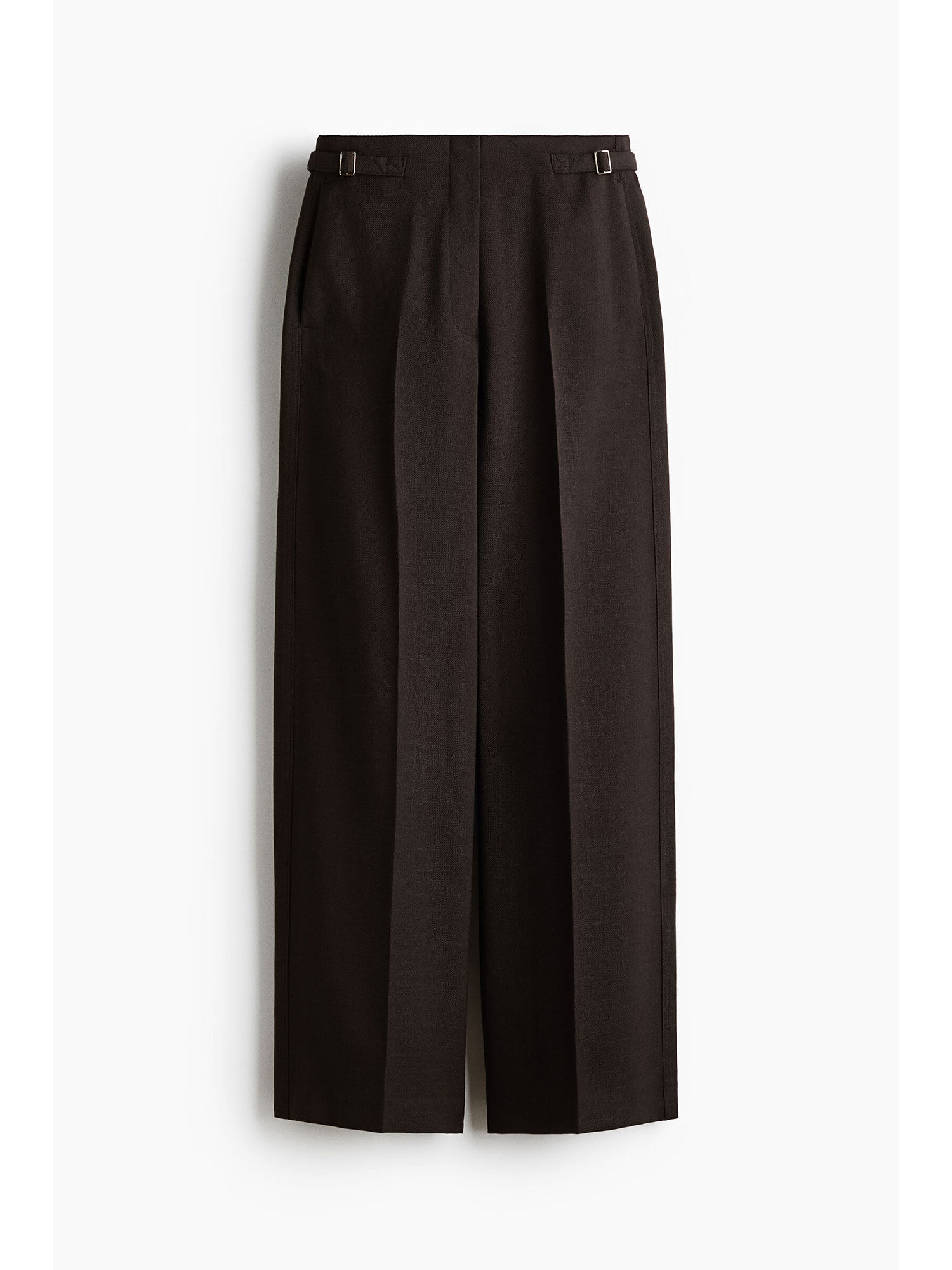 Women Brown Wide Tailored Trousers-image-34