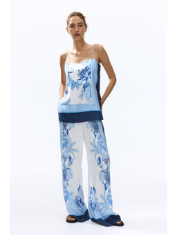 H&M - Women Blue Wide Lyocell Trousers