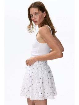 H&M - Women White Cotton Plumeti Skirt
