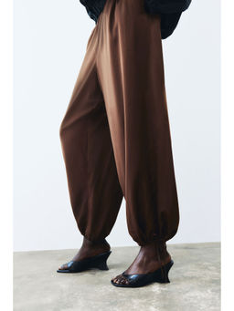 H&M - Women Brown Drawstring-Detail Balloon Trousers