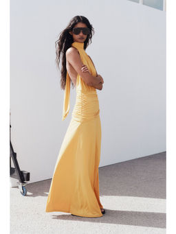 H&M - Women Orange Draped Halter Neck Dress
