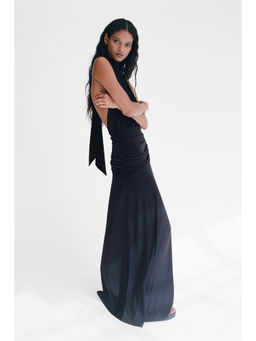 H&M - Women Black Draped Halter Neck Dress