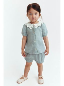 H&M - Girls Turquoise 2-Piece Cotton Muslin Set