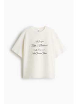 H&M - Women White Oversized Printed T-Shirt