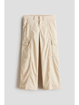 H&M - Girls Beige Cotton Twill Cargo Trousers