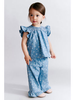 H&M - Girls Blue 2-Piece Printed Denim Set