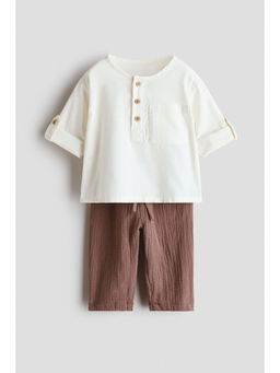 H&M - Boys Brown 2-Piece Cotton Set