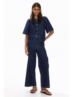 H&M - Women Blue Wide High Waist Jeans