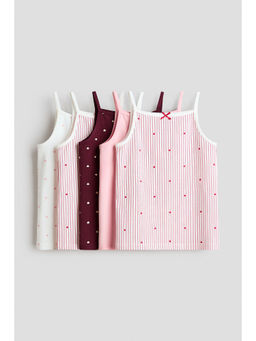 H&M - Girls Red 5-Pack Cotton Strappy Tops