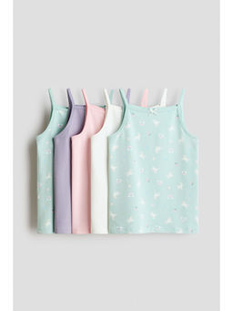 H&M - Girls Green 5-Pack Cotton Strappy Tops