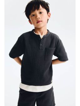 H&M - Boys Grey 2-Piece Cotton Muslin Set