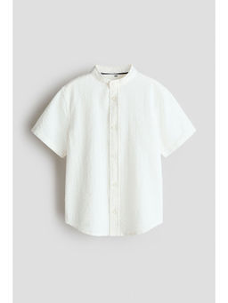 H&M - Boys White Cotton Seersucker Grandad Shirt