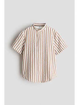 H&M - Boys White Cotton Seersucker Grandad Shirt