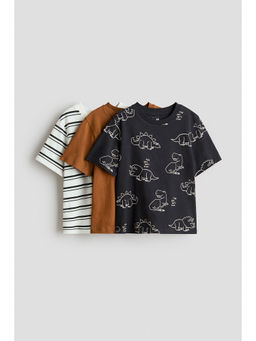 H&M - Boys Brown 3-Pack Cotton T-Shirts