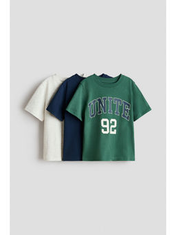 H&M - Boys Green 3-Pack Cotton T-Shirts