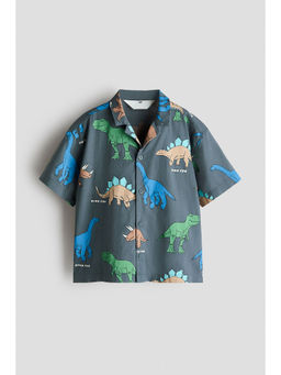 H&M - Boys Grey Printed Cotton Resort Shirt
