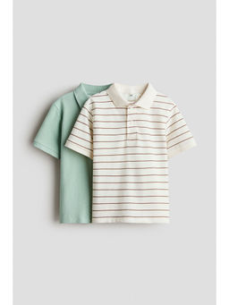 H&M - Boys Green 2-Pack Cotton Pique Polo Shirts