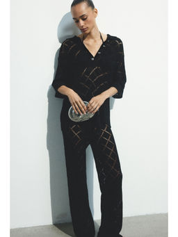 H&M - Women Black Crochet-Look Trousers