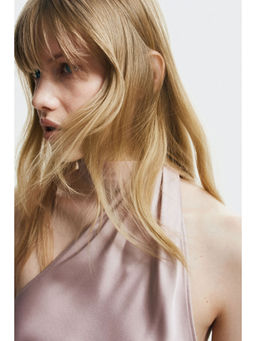 H&M - Women Pink Scarf-Collar One-Shoulder Top