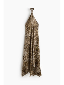 H&M - Women Brown Knot-Detail Halter Neck Dress