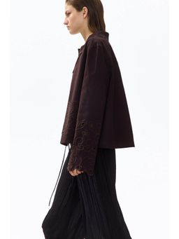 H&M - Women Brown Broderie Anglaise Twill Jacket