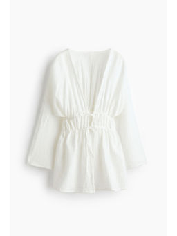 H&M - Women White Cotton Muslin Beach Kaftan