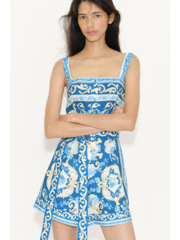 H&M - Women Blue Tie-Belt Playsuit