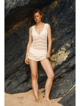 H&M - Women White Crochet-Look Beach Dress