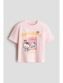H&M - Girls Pink Print-Motif Cotton T-Shirt