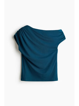 H&M - Women Turquoise Draped One-Shoulder Top