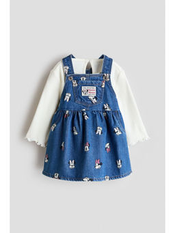 H&M - Girls White 2-Piece Printed Cotton Set