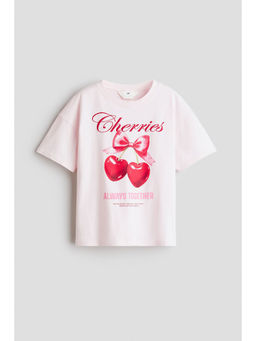 H&M - Girls Pink Printed Cotton T-Shirt