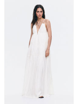 H&M - Women White Drawstring-Detail A-Line Dress