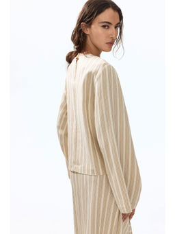 H&M - Women Beige Viscose-Blend Blouse