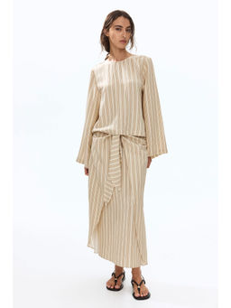 H&M - Women Beige Tie-Detail Pencil Skirt