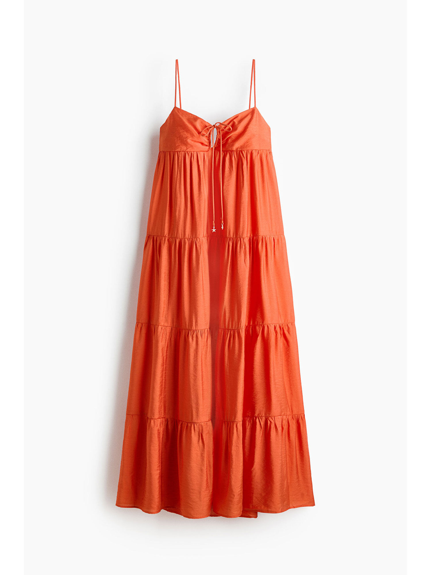 h&m Women Orange Tiered Strappy Dress-picture-10