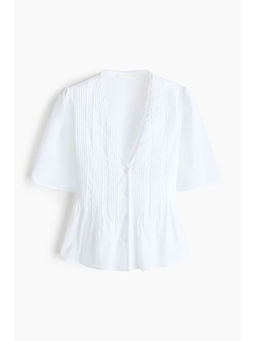 H&M - Women White Pintucked Blouse