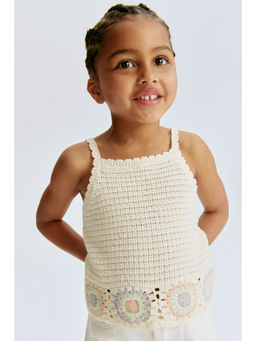 H&M - Girls White Crochet-Look Strappy Top