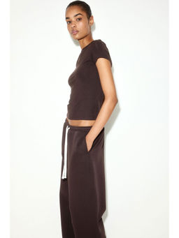H&M - Women Brown Fitted Viscose T-Shirt