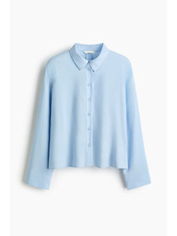 H&M - Women Blue Linen-Blend Shirt