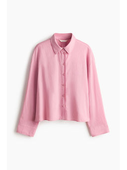 H&M - Women Pink Linen-Blend Shirt