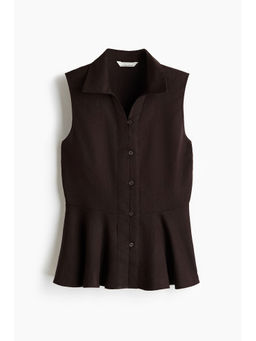 H&M - Women Brown Sleeveless Linen-Blend Shirt