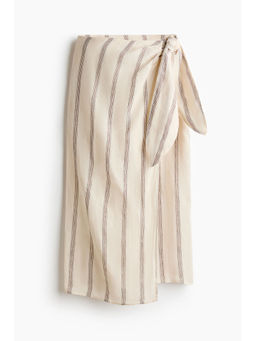 H&M - Women Beige Linen Wrap Skirt