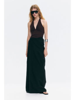H&M - Women Brown V-Neck Halter Neck Top