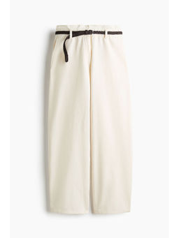 H&M - Women White Belted Barrel Trousers